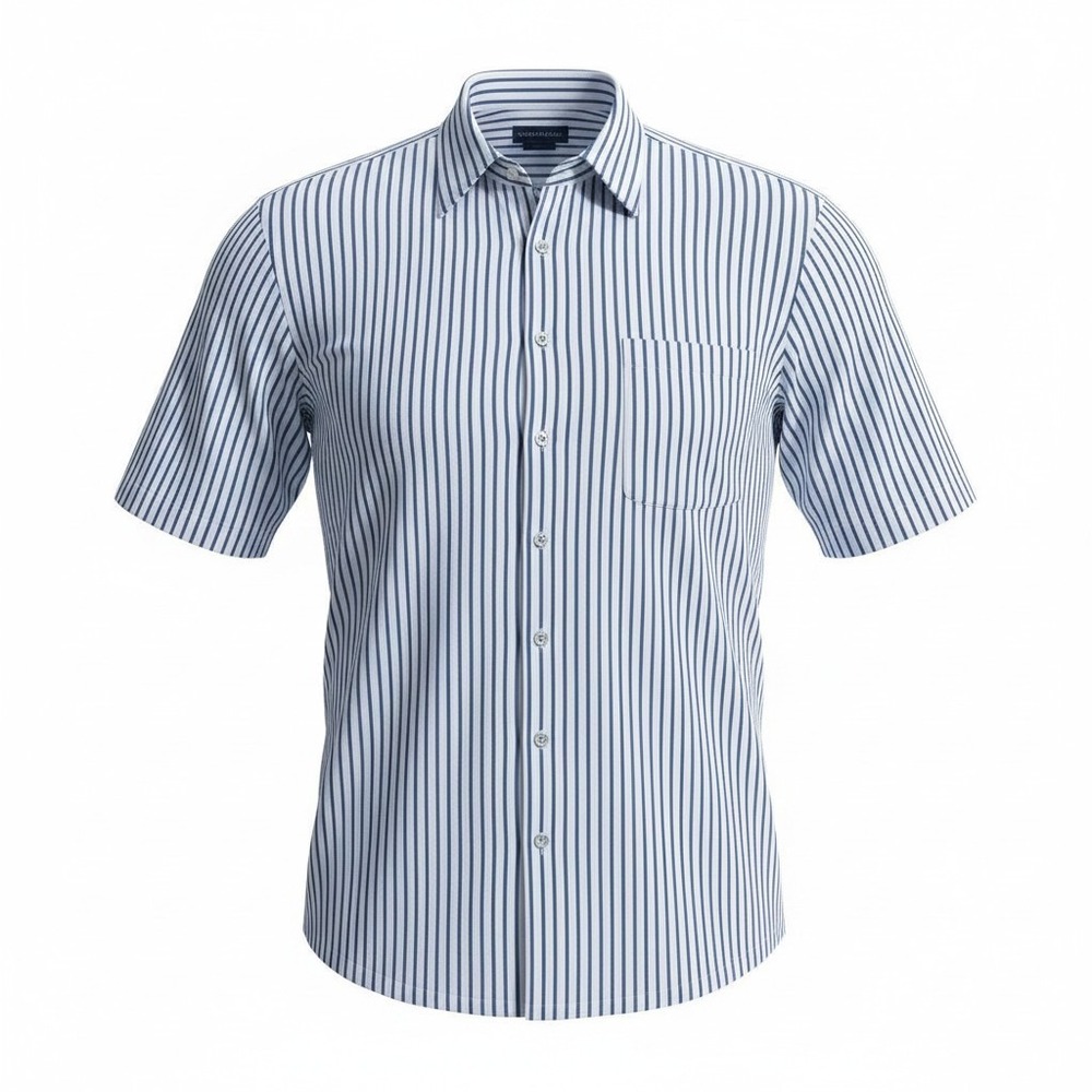 Canyon Ridge Men's XLT Blue White Striped Short Sleeve Button Down Shirt Pocket